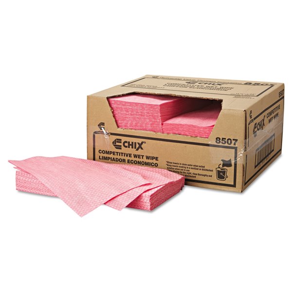 Chix Wet Wipes, 11-1/2" x 24", White/Pink, PK200 8507
